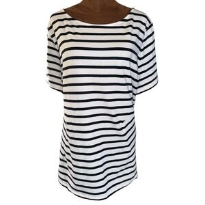 Talbots Striped Tee Women's 3X Black White Cotton Stretch Short Sleeve EUC